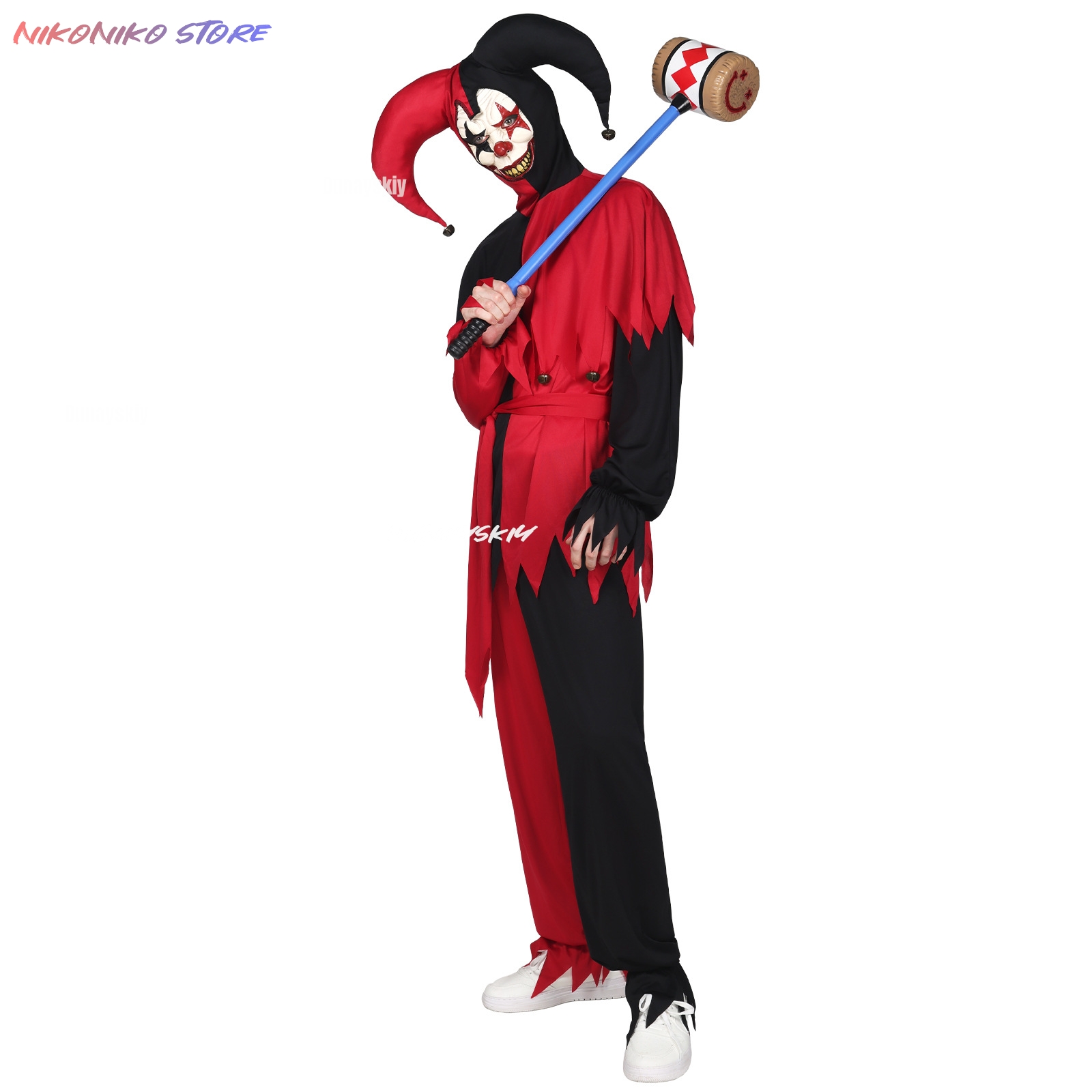Red Black Jagged Jester Outfit - Black Face Mask Pack ulasan dan harga