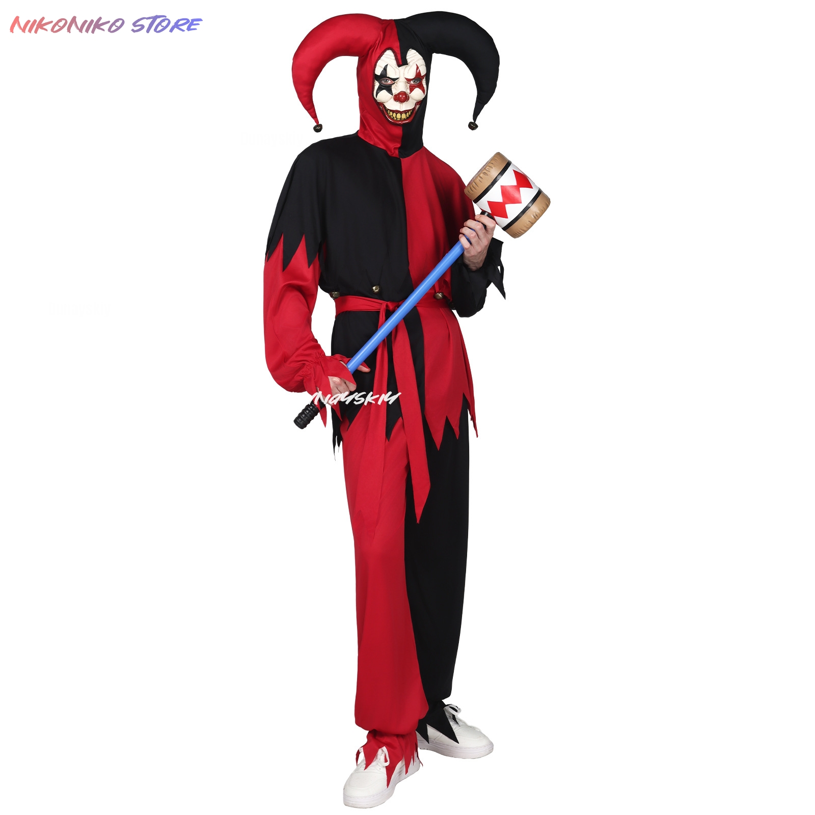 Red Black Jagged Jester Outfit - Black Face Mask Pack ulasan dan harga