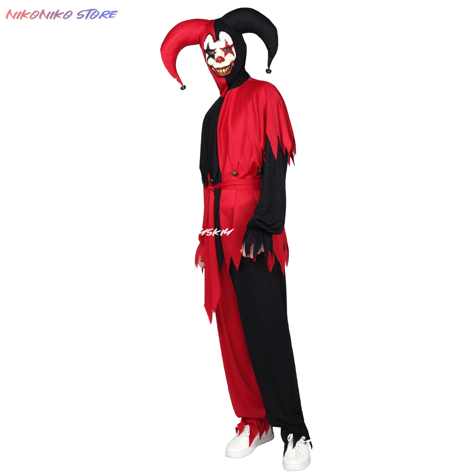 Red Black Jagged Jester Outfit - Black Face Mask Pack ulasan dan harga